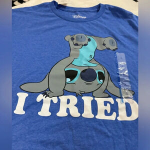 Lilo & Stitch Short Sleeve Blue Tshirt Medium Disney New With Tags Woman’s Top